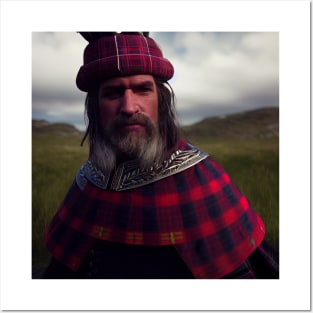 Scottish Highlander in Clan Tartan Posters and Art